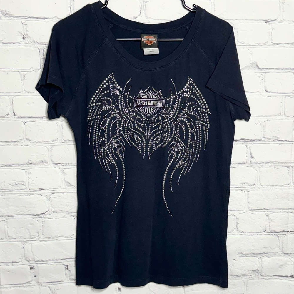 Harley Davidson black silver studded short sleeved t-shirt
